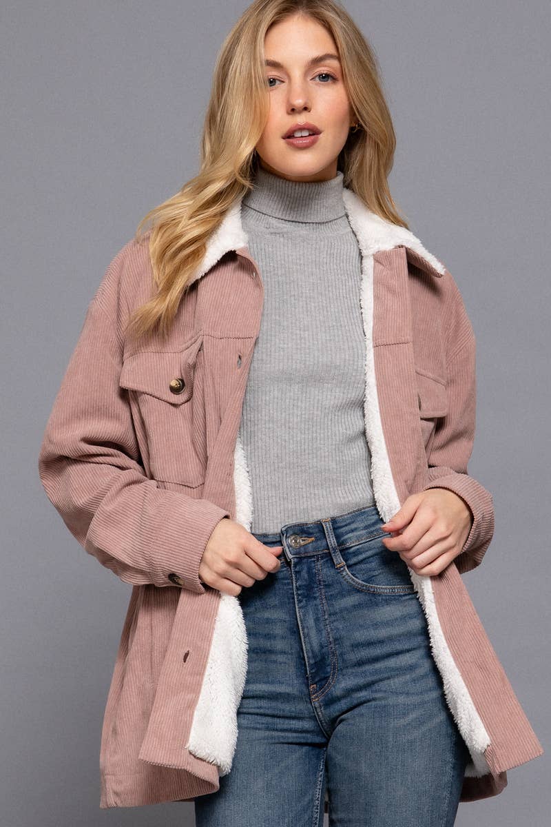 Corduroy jacket with fur inside best sale