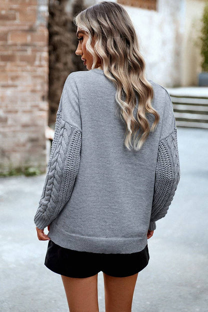 Candy Cable Knit Sleeve Sweater