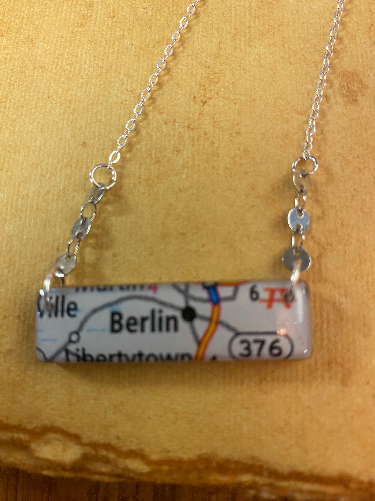 Berlin Custom Vintage Map Necklace