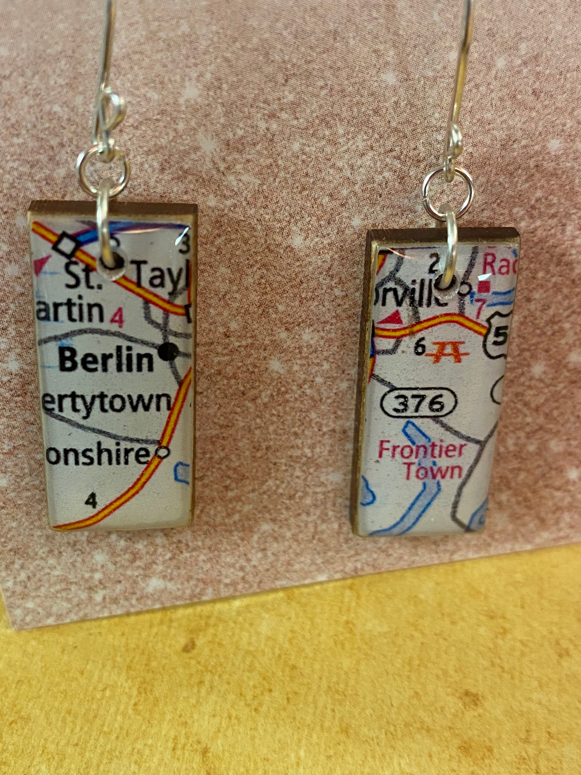 Custom made map of Berlin Earrings made of  Sterling silver.