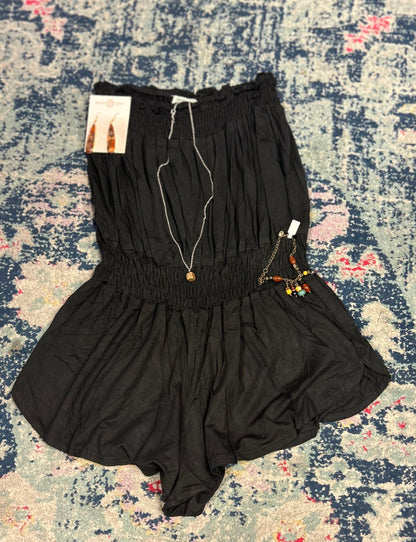 Black knit romper