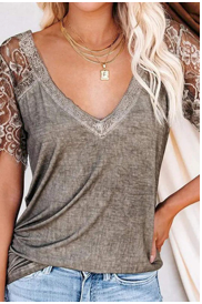 grey lacey sleeve top