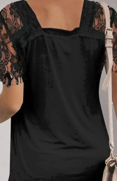 black lacey sleeve top back view