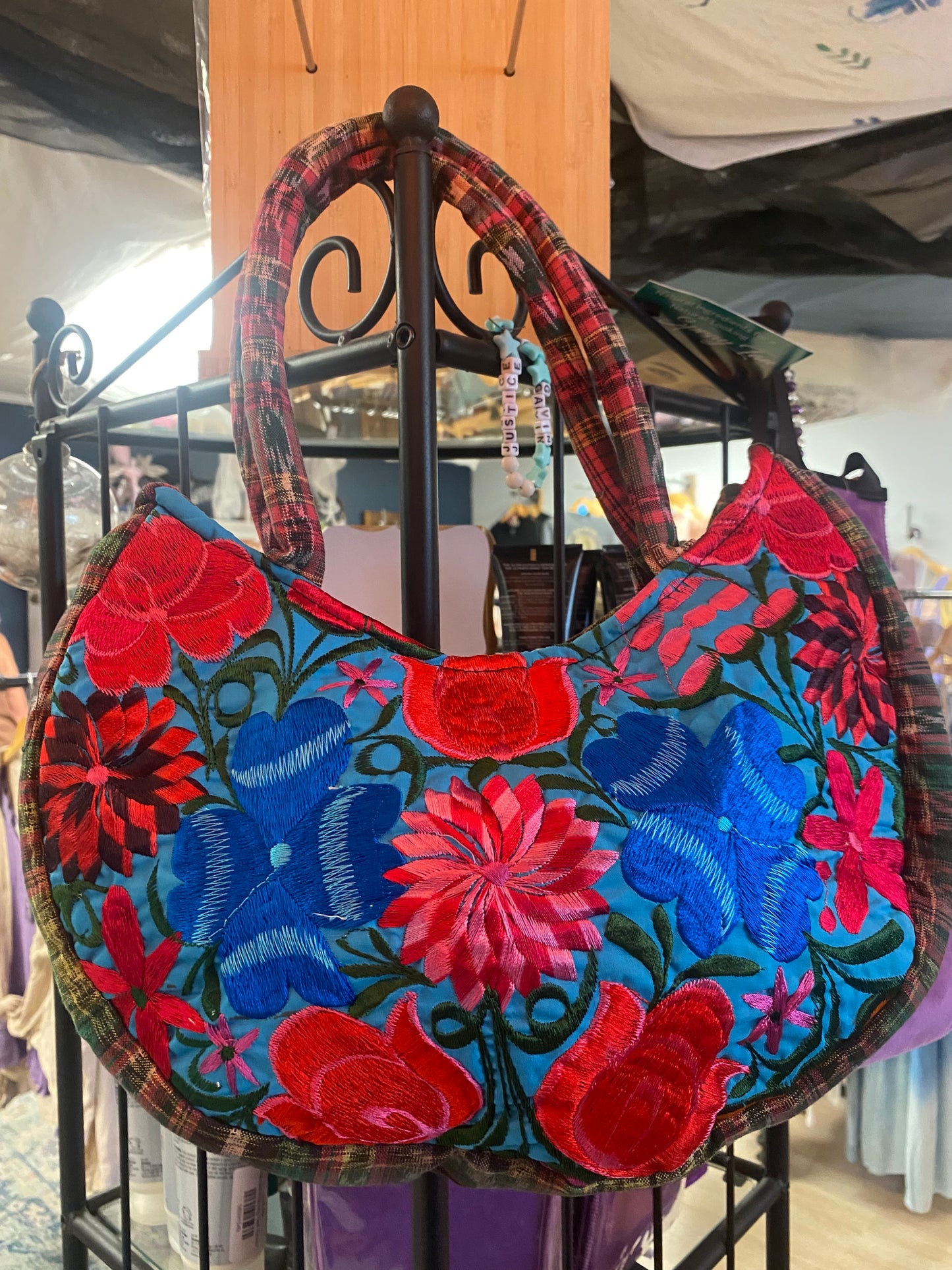 Crescent Floral Patch Purse