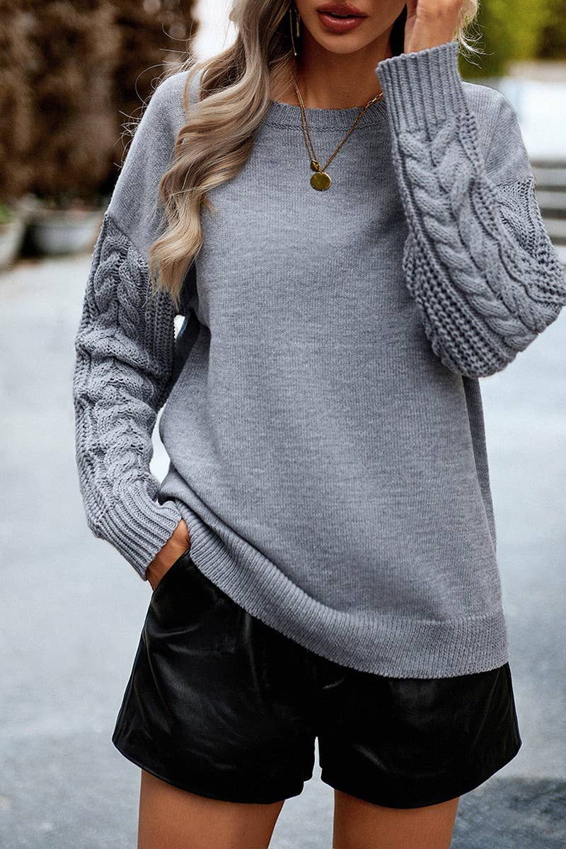 Candy Cable Knit Sleeve Sweater