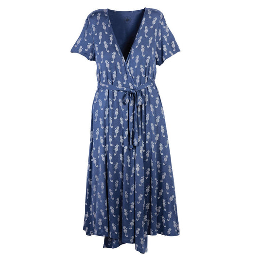 Seahorse Wrap Dress Blue M