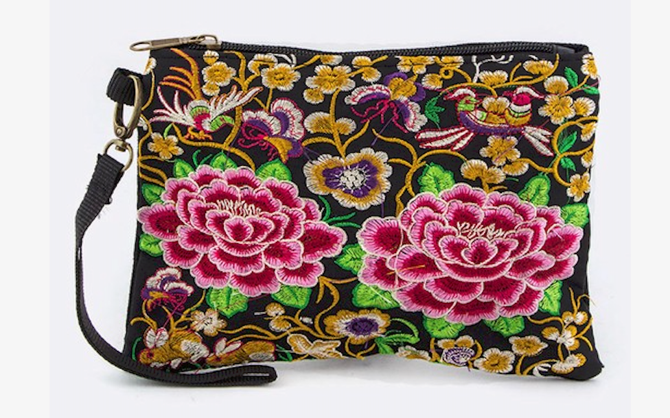 Roses Embroidered Clutch