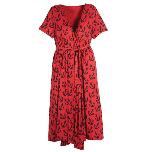 Anchor Wrap Dress Red L